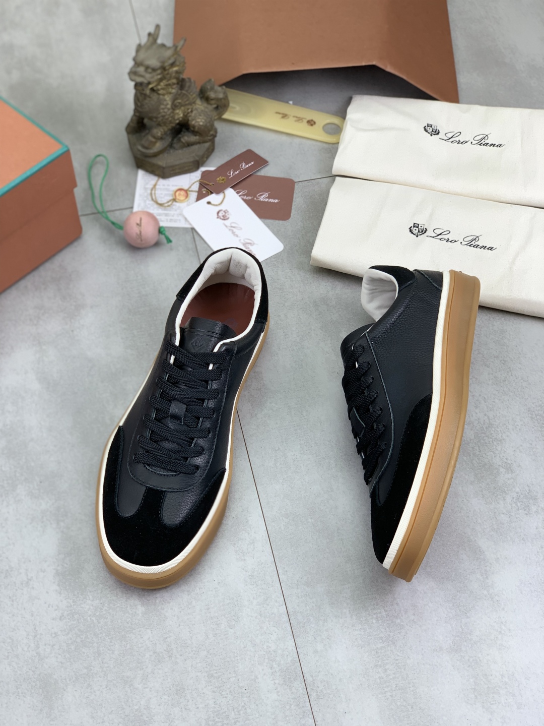 Loro Piana Men's Black Leather and Suede Sneakers - Sizes 38-45 Available 4 cmp i1744903012651 336 0 2
