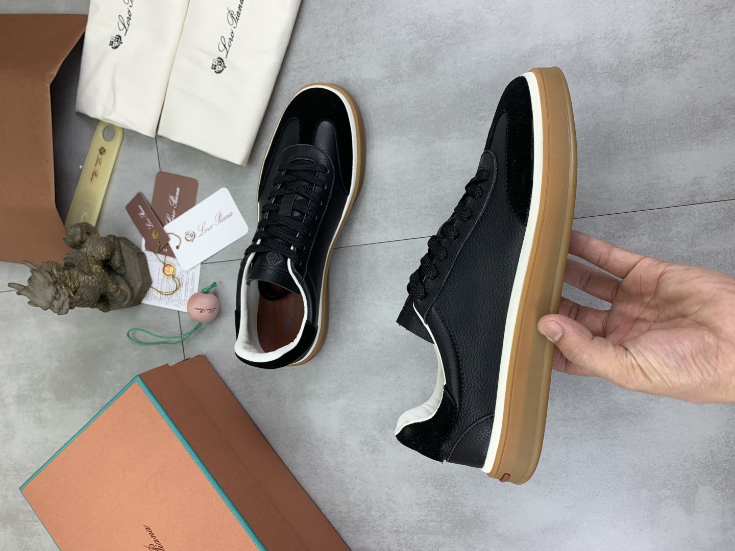 Loro Piana Men's Black Leather and Suede Sneakers - Sizes 38-45 Available 7 cmp i1744903013466 4303 0 5