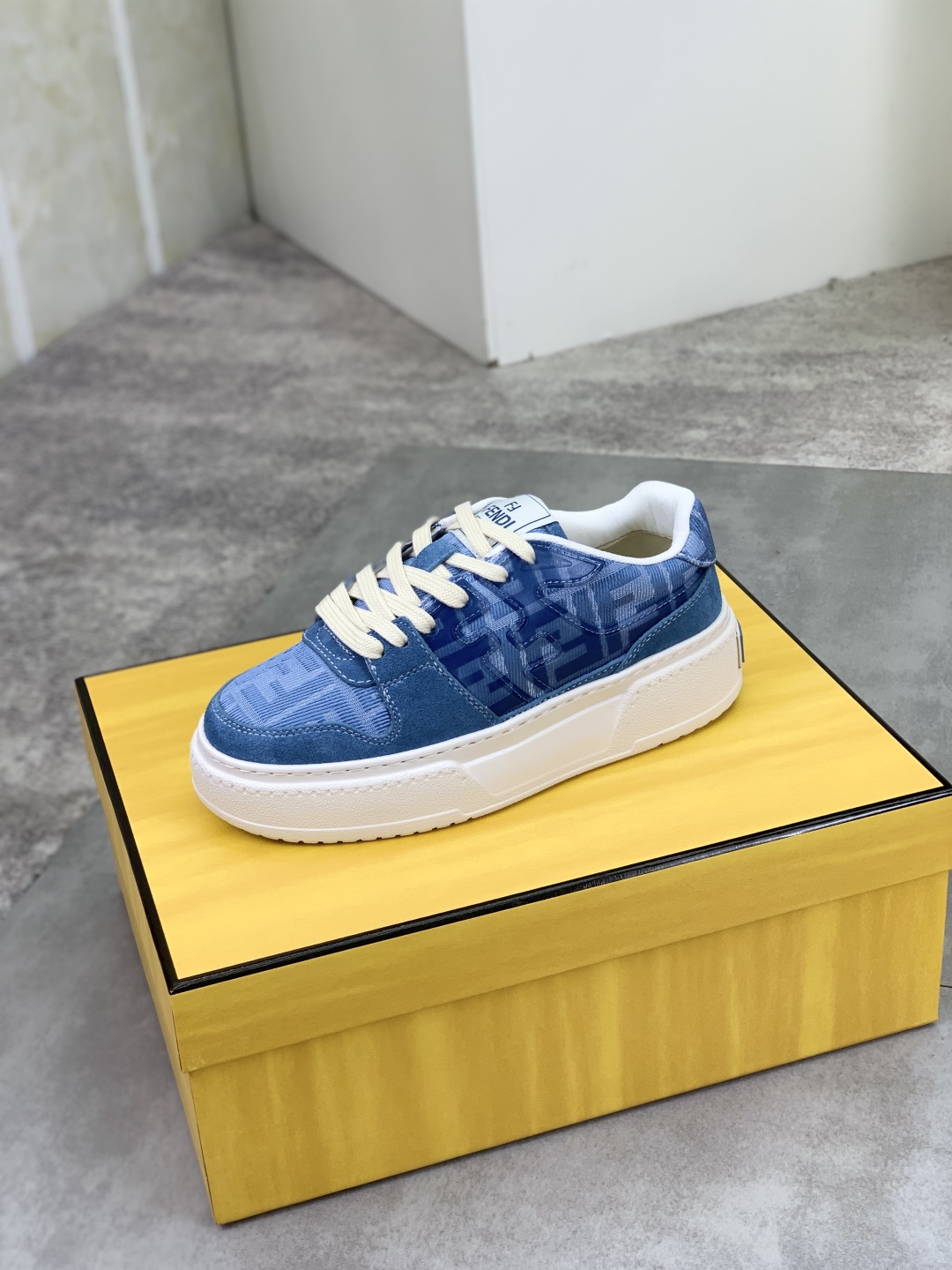 Fendi Blue Leather Sneakers for Men and Women, Casual Lace-up Shoes 5 cmp i1745080138191 4520 0 3