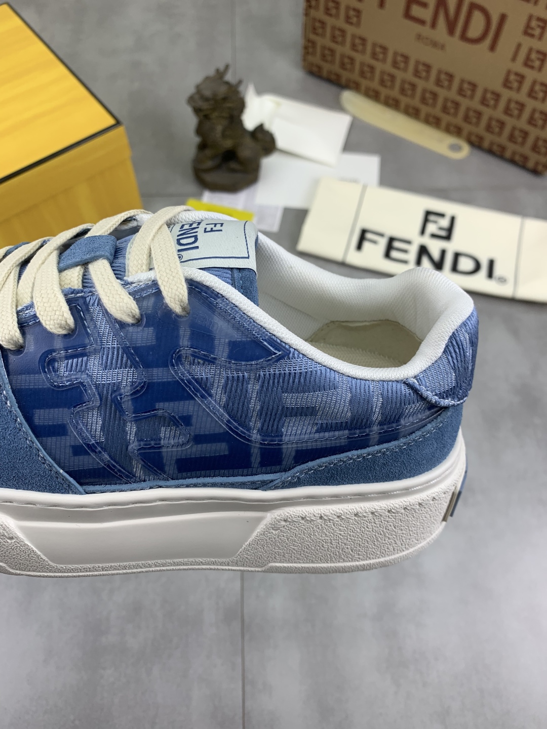 Fendi Blue Leather Sneakers for Men and Women, Casual Lace-up Shoes 8 cmp i1745080142740 2899 0 6