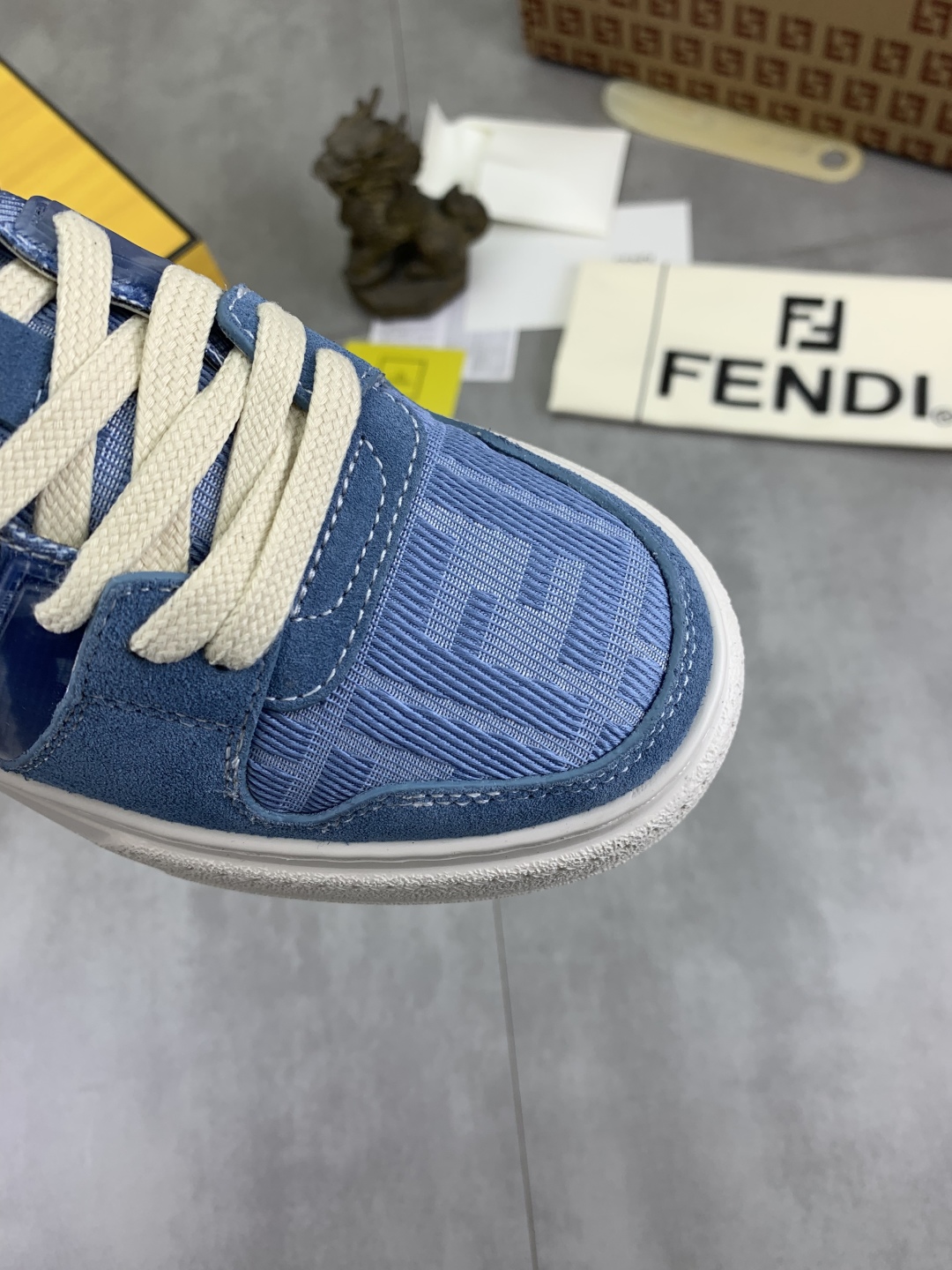 Fendi Blue Leather Sneakers for Men and Women, Casual Lace-up Shoes 6 cmp i1745080142897 6411 0 4