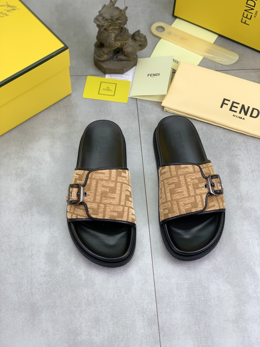 Fendi Men's FF Motif Buckle Slide Sandals - Italian Craftsmanship 3 cmp i1745513560605 1292 0 1