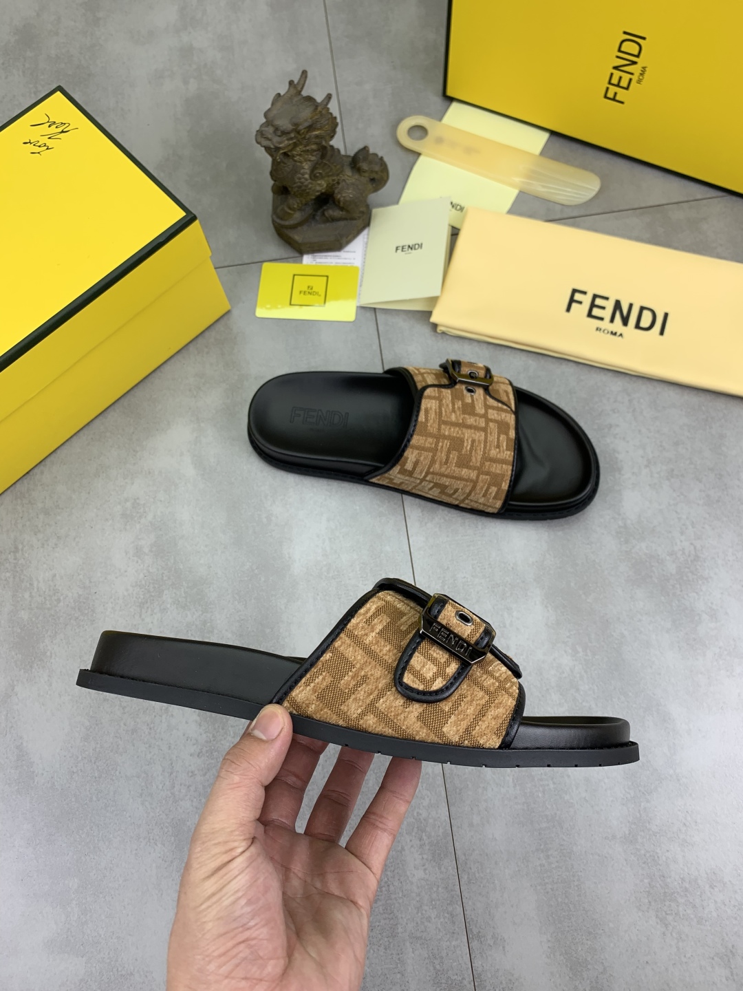 Fendi Men's FF Motif Buckle Slide Sandals - Italian Craftsmanship 7 cmp i1745513563088 2414 0 5