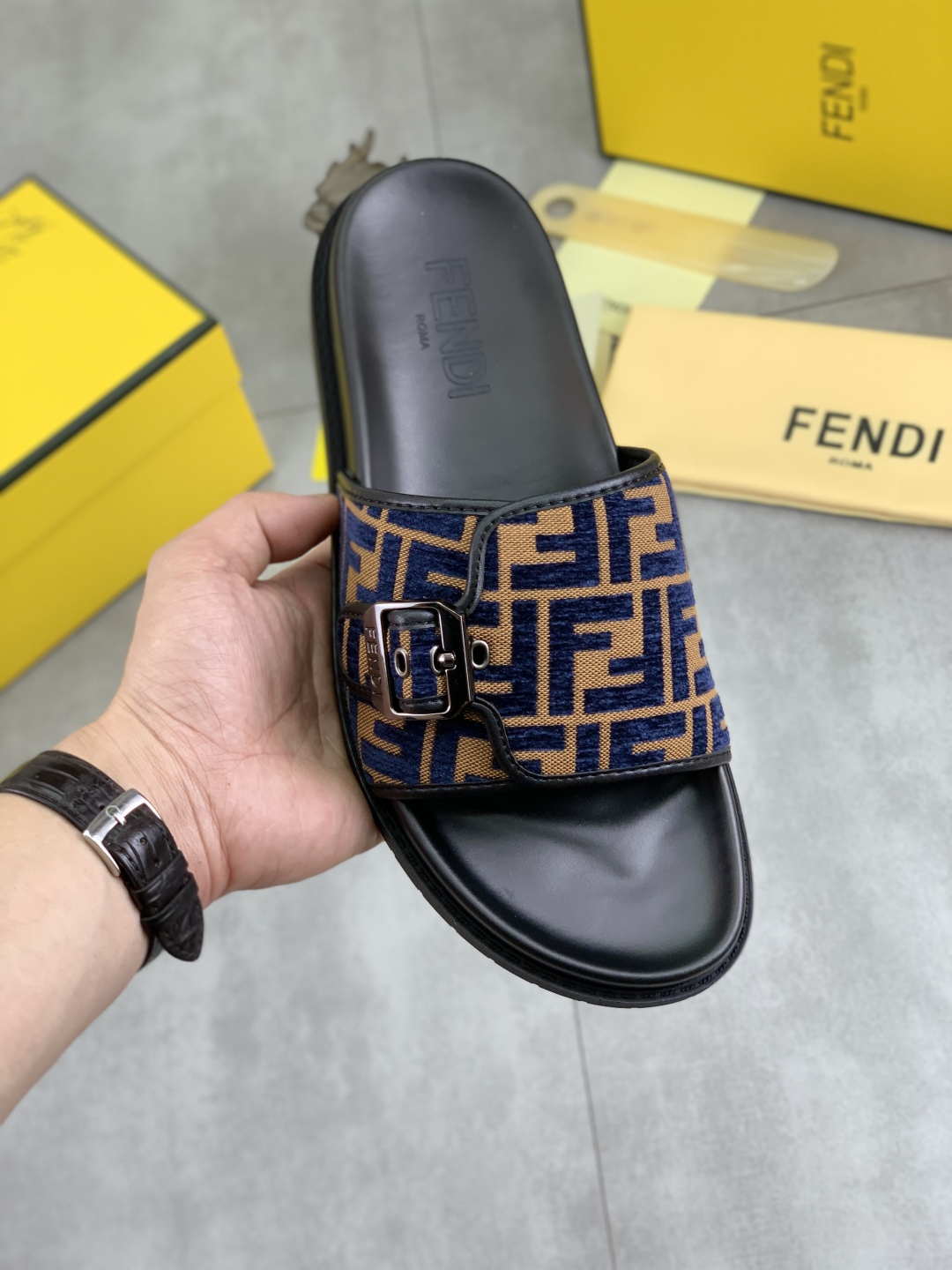 Fendi Men's FF Motif Slide Sandals | Comfortable Summer Style 1 Fendi Men's FF Motif Slide Sandals | Comfortable Summer Style