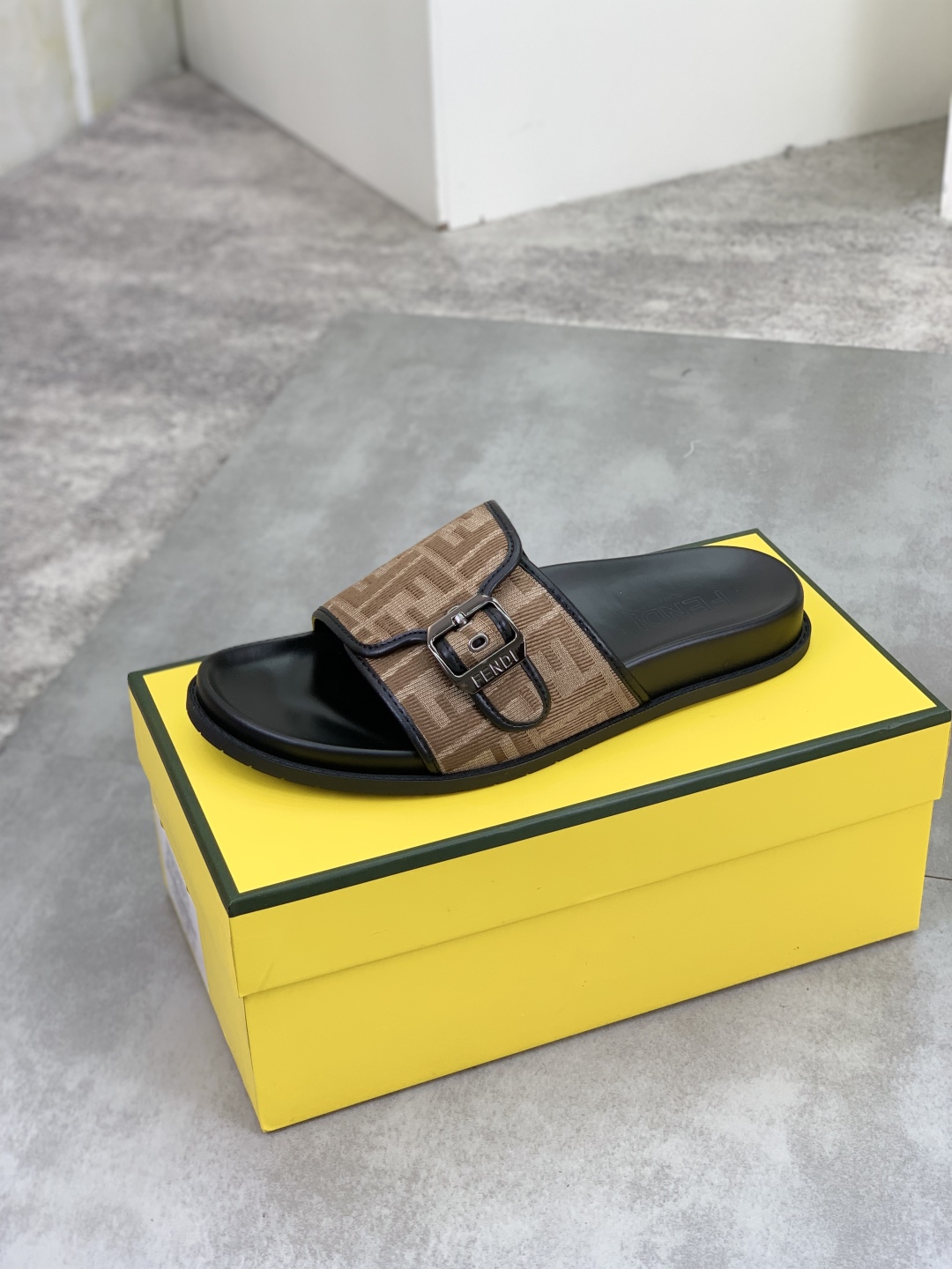 Fendi Men's FF Logo Buckle Slide Sandal in Brown - Comfort & Style 5 cmp i1745513604055 3195 0 3