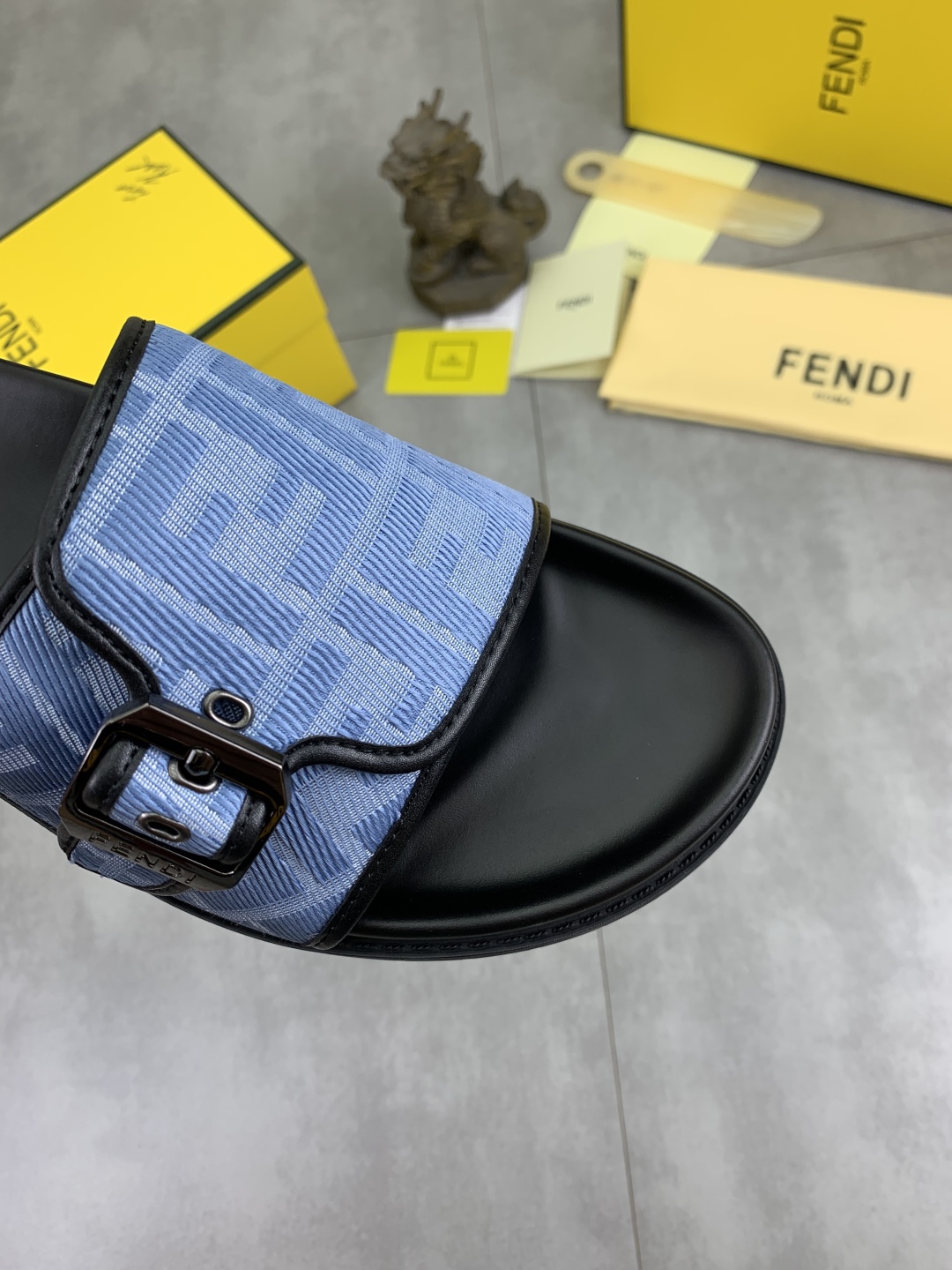 Fendi Men's Blue FF Fabric Slide Sandal with Buckle Detail - Sizes 39-44 6 cmp i1745513624645 2493 0 4