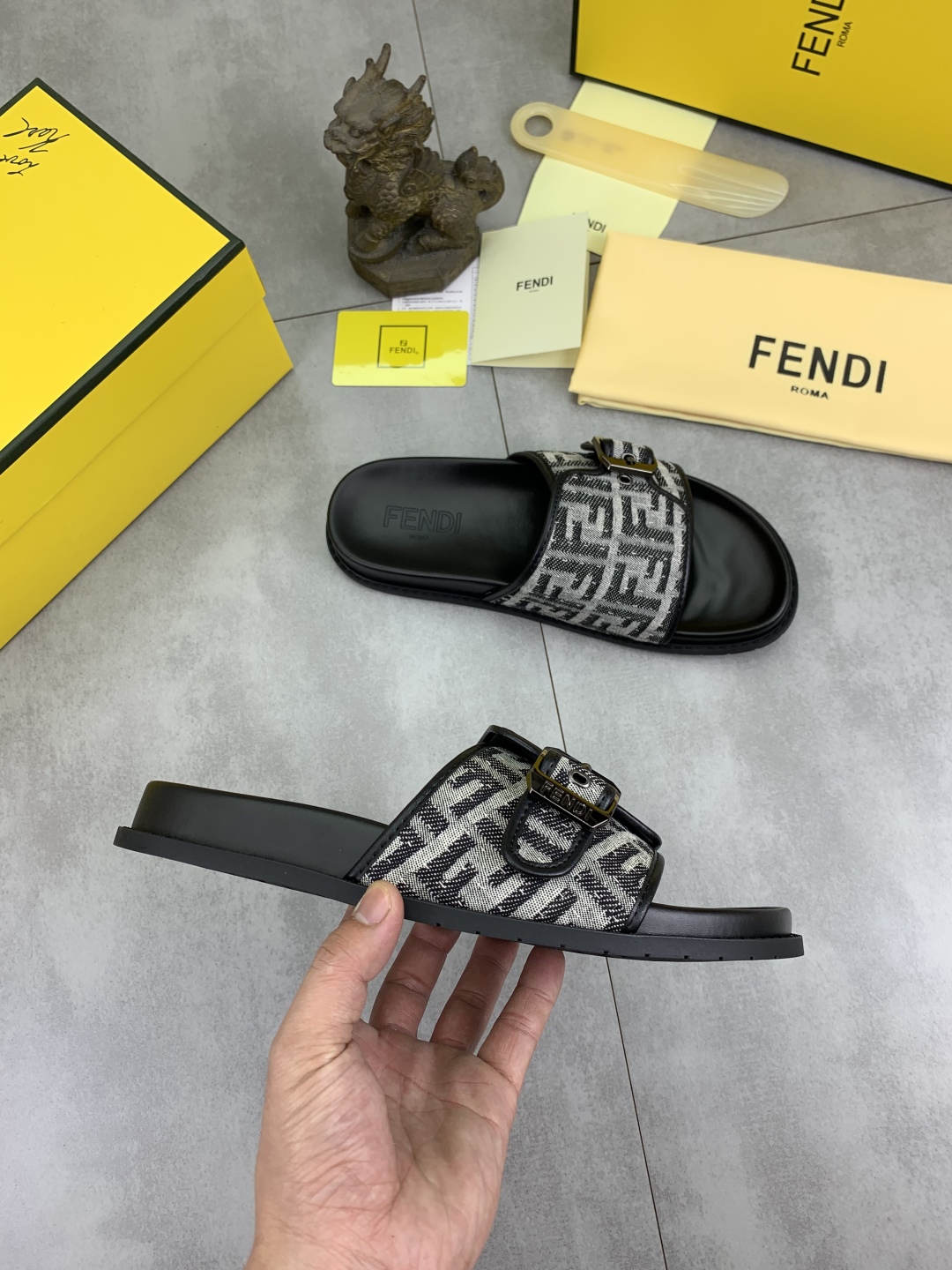Fendi Men's FF Motif Buckle Slide Sandals - Stylish Summer Comfort 7 cmp i1745513656358 1109 0 5