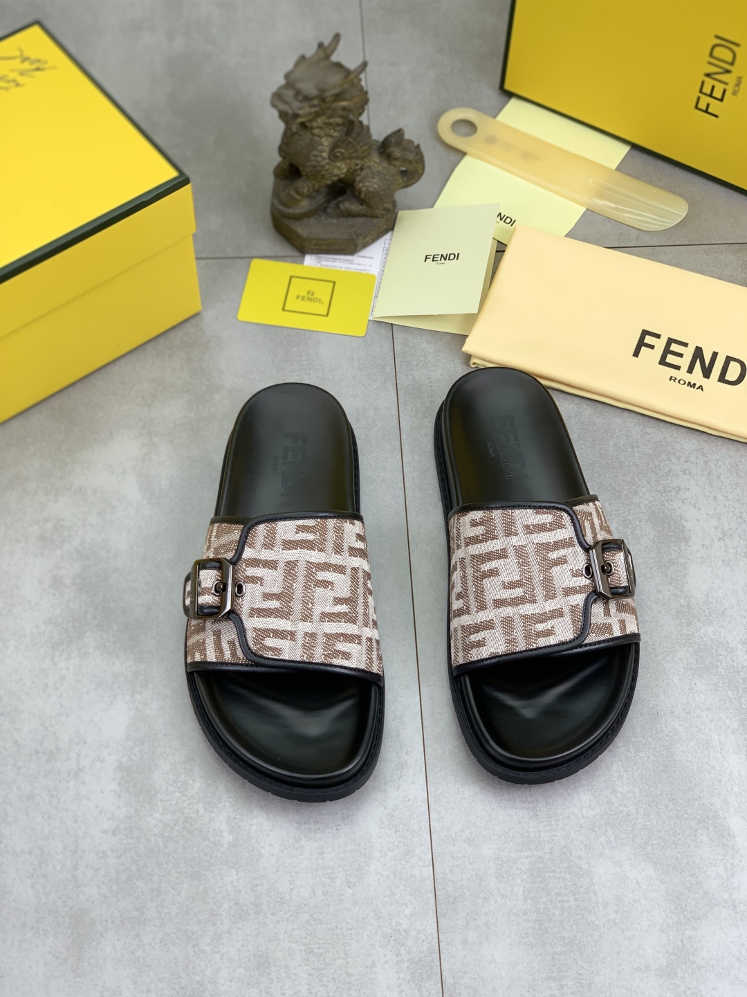 Fendi Men's FF Motif Buckle Slide Sandal in Brown, Sizes 39-44 3 cmp i1745513689297 3206 0 1
