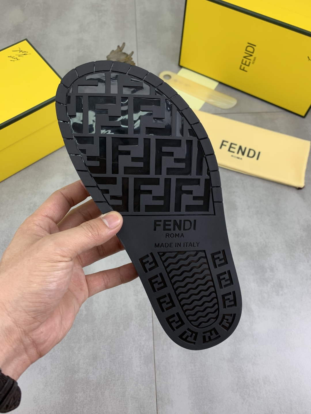 Fendi Men's FF Motif Buckle Slide Sandal in Brown, Sizes 39-44 10 cmp i1745513690273 7687 0 8