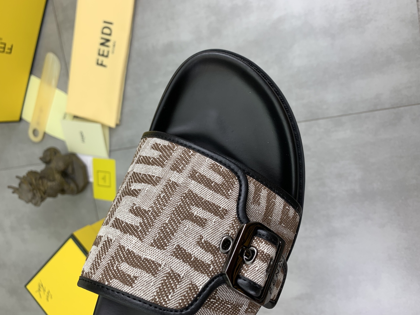 Fendi Men's FF Motif Buckle Slide Sandal in Brown, Sizes 39-44 6 cmp i1745513695943 4749 0 4