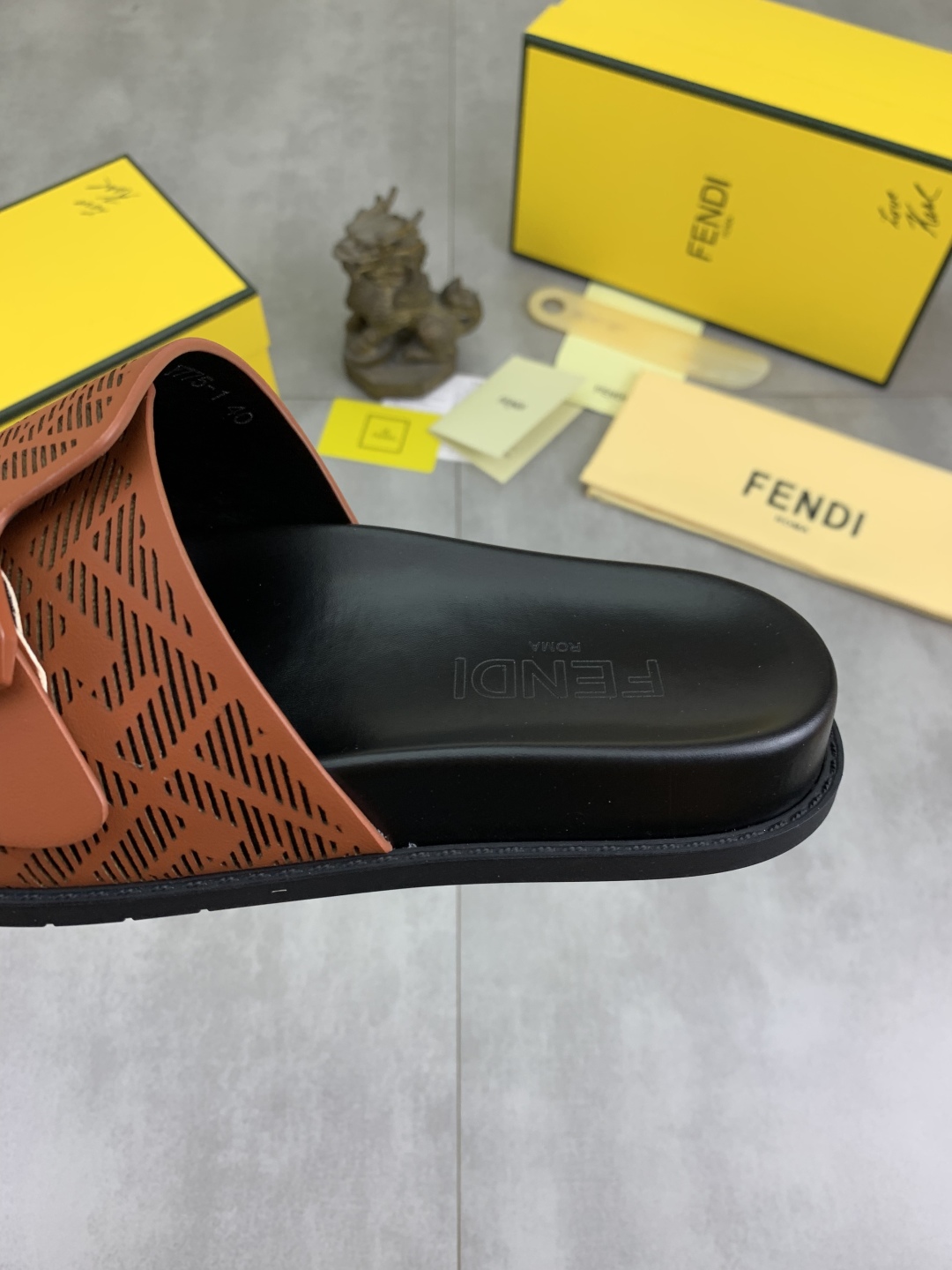 Fendi Men's Brown Leather Summer Buckle Slide Sandals, Sizes 39-44 8 cmp i1745513757114 4859 0 6