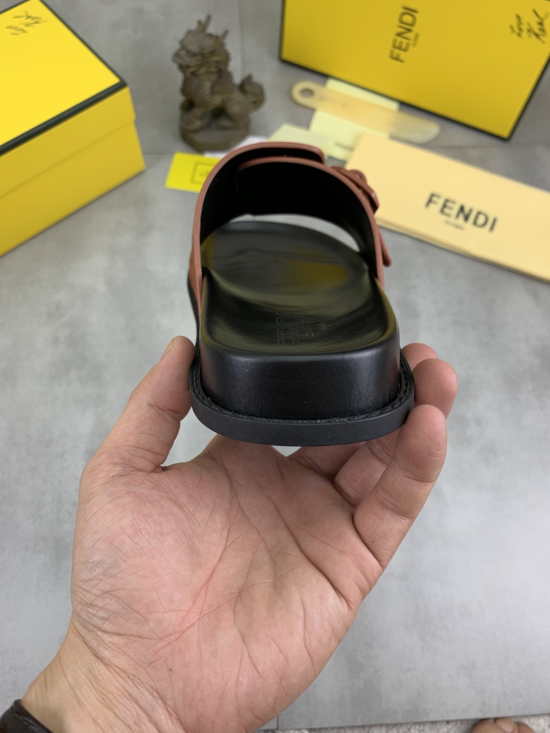 Fendi Men's Brown Leather Summer Buckle Slide Sandals, Sizes 39-44 9 cmp i1745513759313 5022 0 7