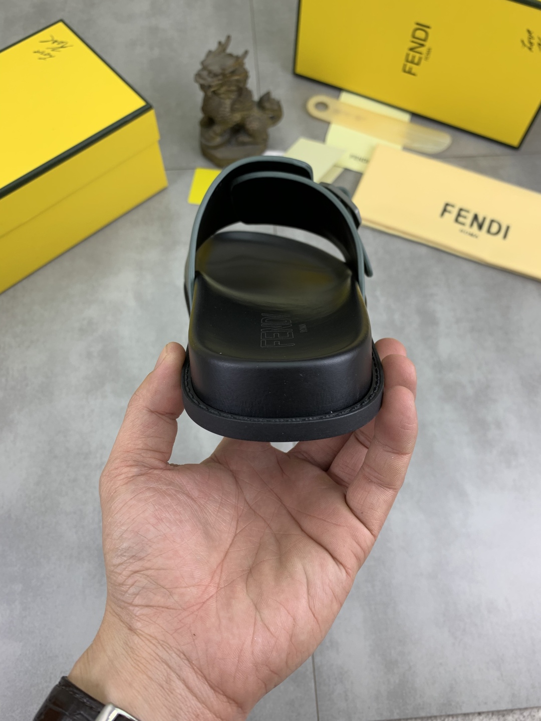 Fendi Men's FF Buckle Slide Sandal, Italian Fabric, Comfortable and Stylish 9 cmp i1745513780374 2111 0 7