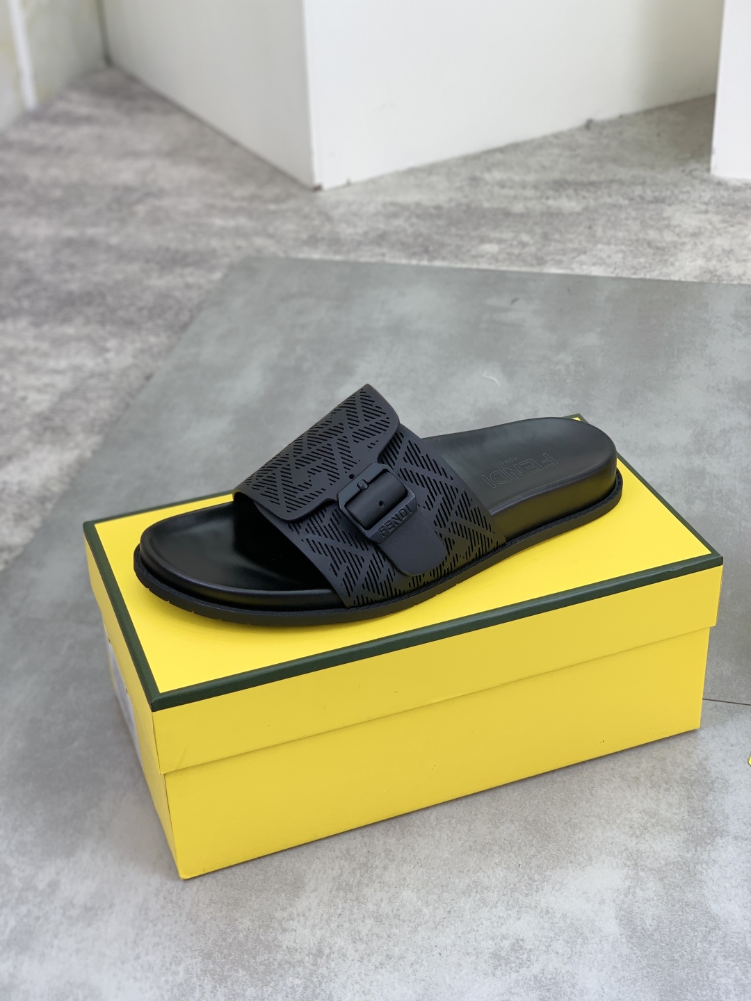 Fendi Men's Black FF Motif Slide Sandals Italian Leather, Sizes 39-44 5 cmp i1745513791510 4343 0 3