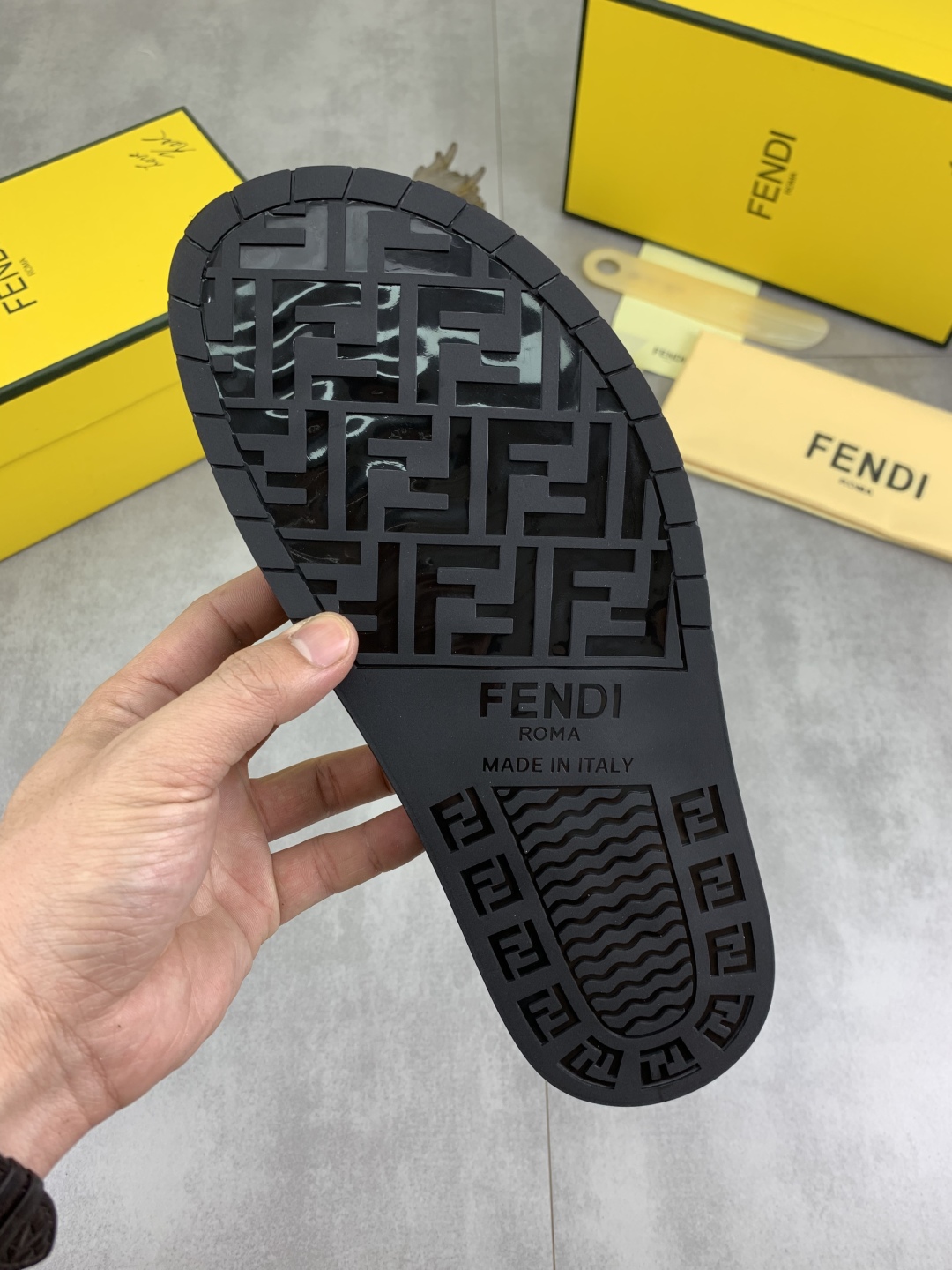 Fendi Men's Black FF Motif Slide Sandals Italian Leather, Sizes 39-44 10 cmp i1745513795421 471 0 8