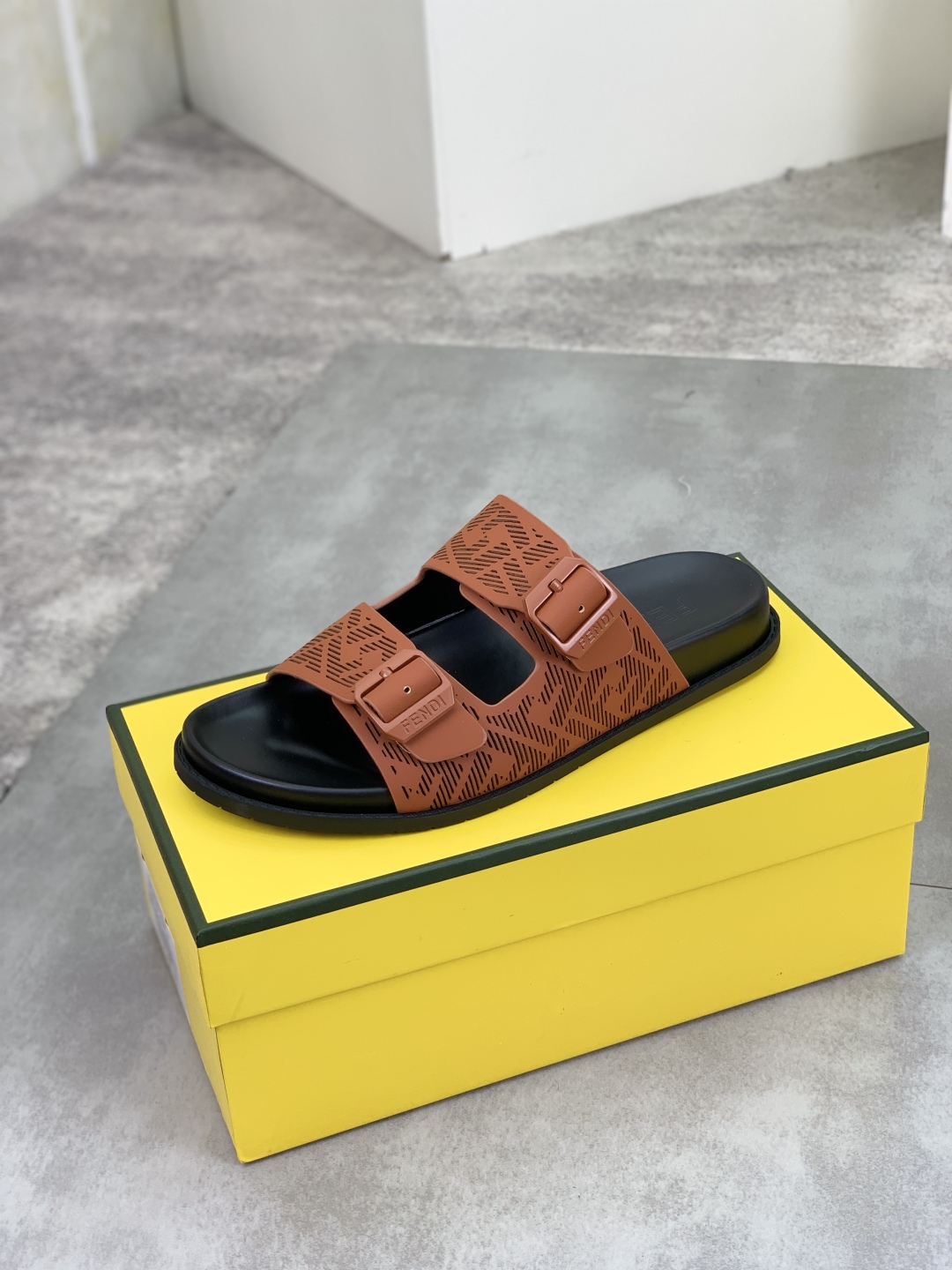 Fendi Men's Brown Leather Sandals with Iconic Pattern | Sizes 39-44 5 cmp i1745513996104 817 0 3
