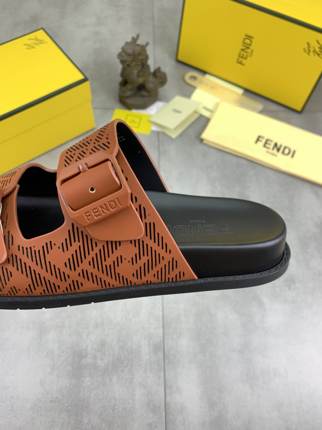 Fendi Men's Brown Leather Sandals with Iconic Pattern | Sizes 39-44 8 cmp i1745513997577 3092 0 6