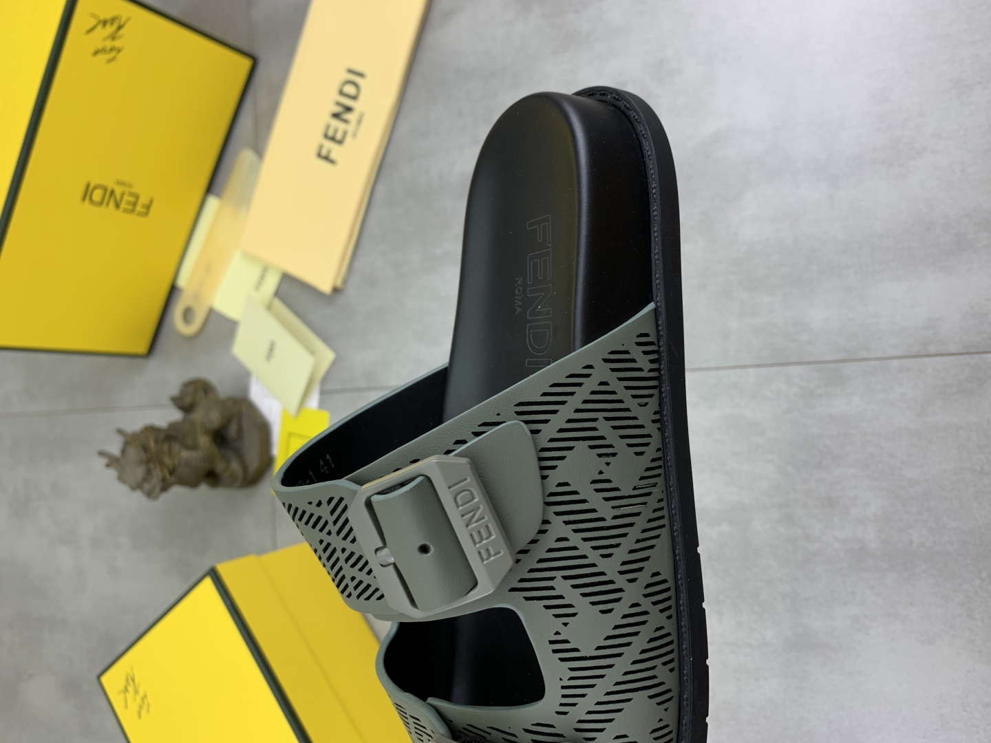 Fendi Men's Olive Green Logo Slides Sandals, Comfortable Summer Slippers 8 cmp i1745514016716 6312 0 6