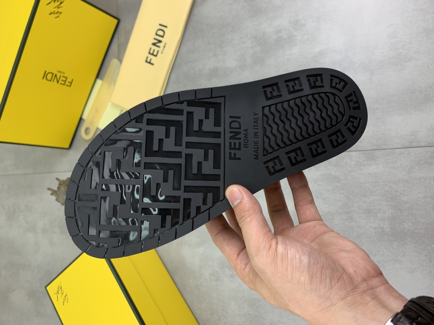 Fendi Men's Olive Green Logo Slides Sandals, Comfortable Summer Slippers 10 cmp i1745514016735 7629 0 8