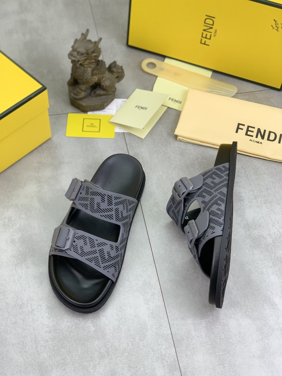 Fendi Men's FF Motif Slide Sandal - Italian Craftsmanship and Comfort Shoes 4 cmp i1745514045130 6164 0 2