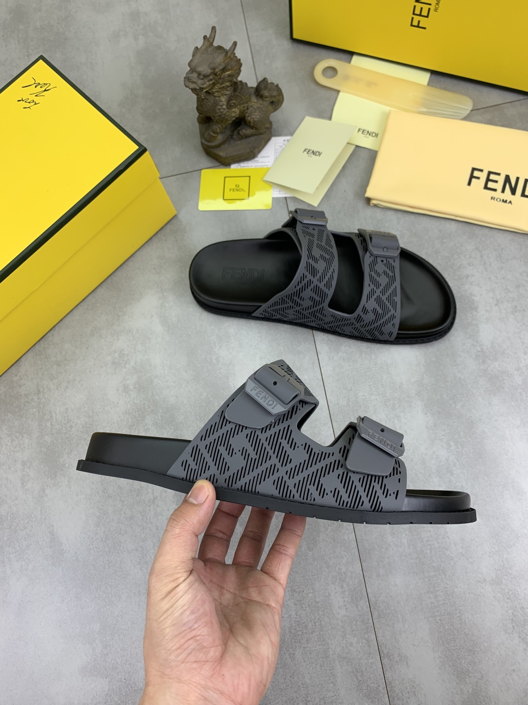 Fendi Men's FF Motif Slide Sandal - Italian Craftsmanship and Comfort Shoes 7 cmp i1745514048066 1202 0 5