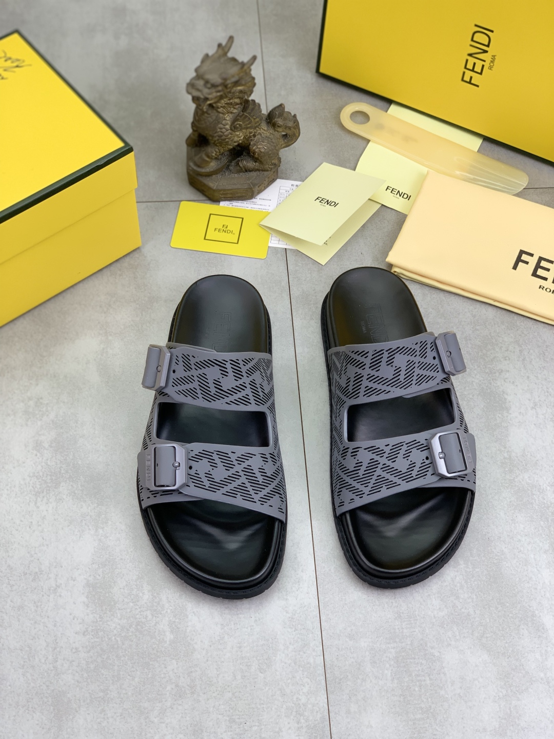 Fendi Men's FF Motif Slide Sandal - Italian Craftsmanship and Comfort Shoes 3 cmp i1745514051611 7451 0 1