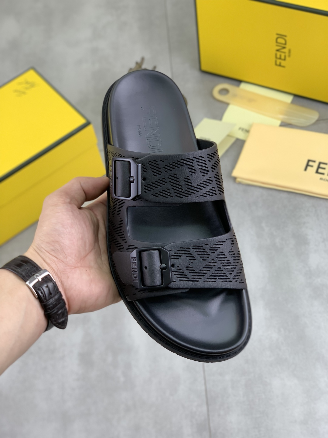 Fendi Men's Summer Slides: Italian Fabric, Comfortable Sole, Sizes 39-44 1 Fendi Men's Summer Slides: Italian Fabric, Comfortable Sole, Sizes 39-44