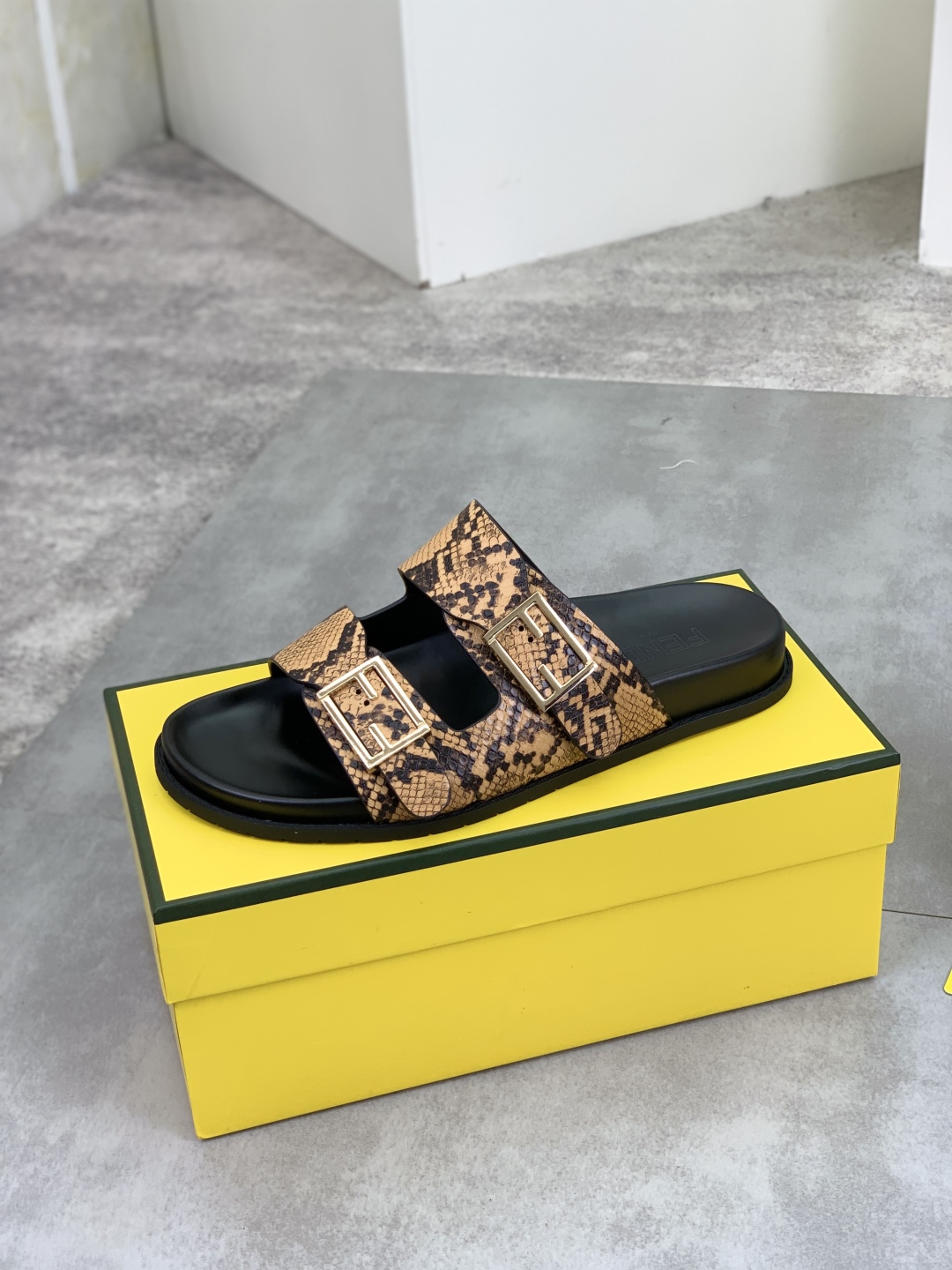 Fendi Men's Sandal Slides in Snakeskin Leather with Iconic FF Buckles 5 cmp i1745514211906 4319 0 3