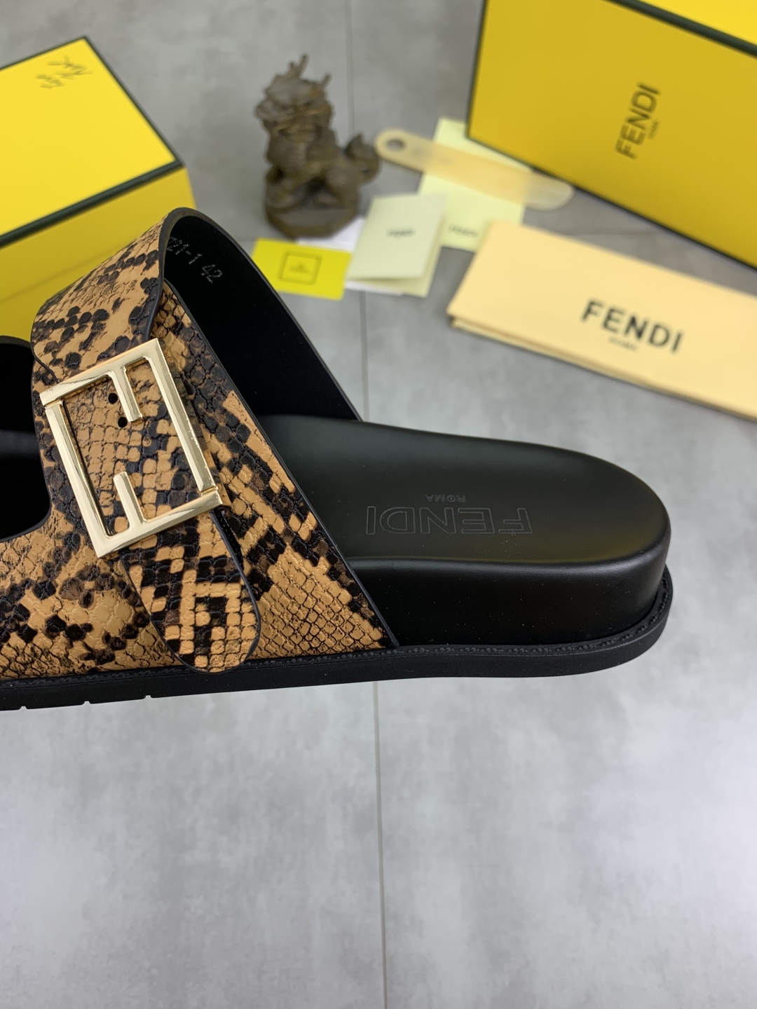 Fendi Men's Sandal Slides in Snakeskin Leather with Iconic FF Buckles 8 cmp i1745514215066 5203 0 6