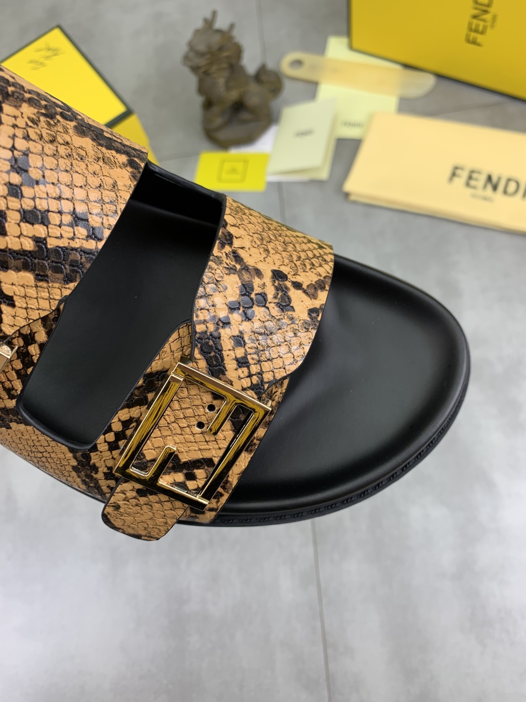 Fendi Men's Sandal Slides in Snakeskin Leather with Iconic FF Buckles 6 cmp i1745514215170 6914 0 4