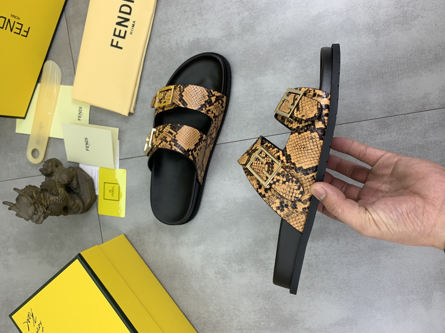 Fendi Men's Sandal Slides in Snakeskin Leather with Iconic FF Buckles 7 cmp i1745514222618 4528 0 5