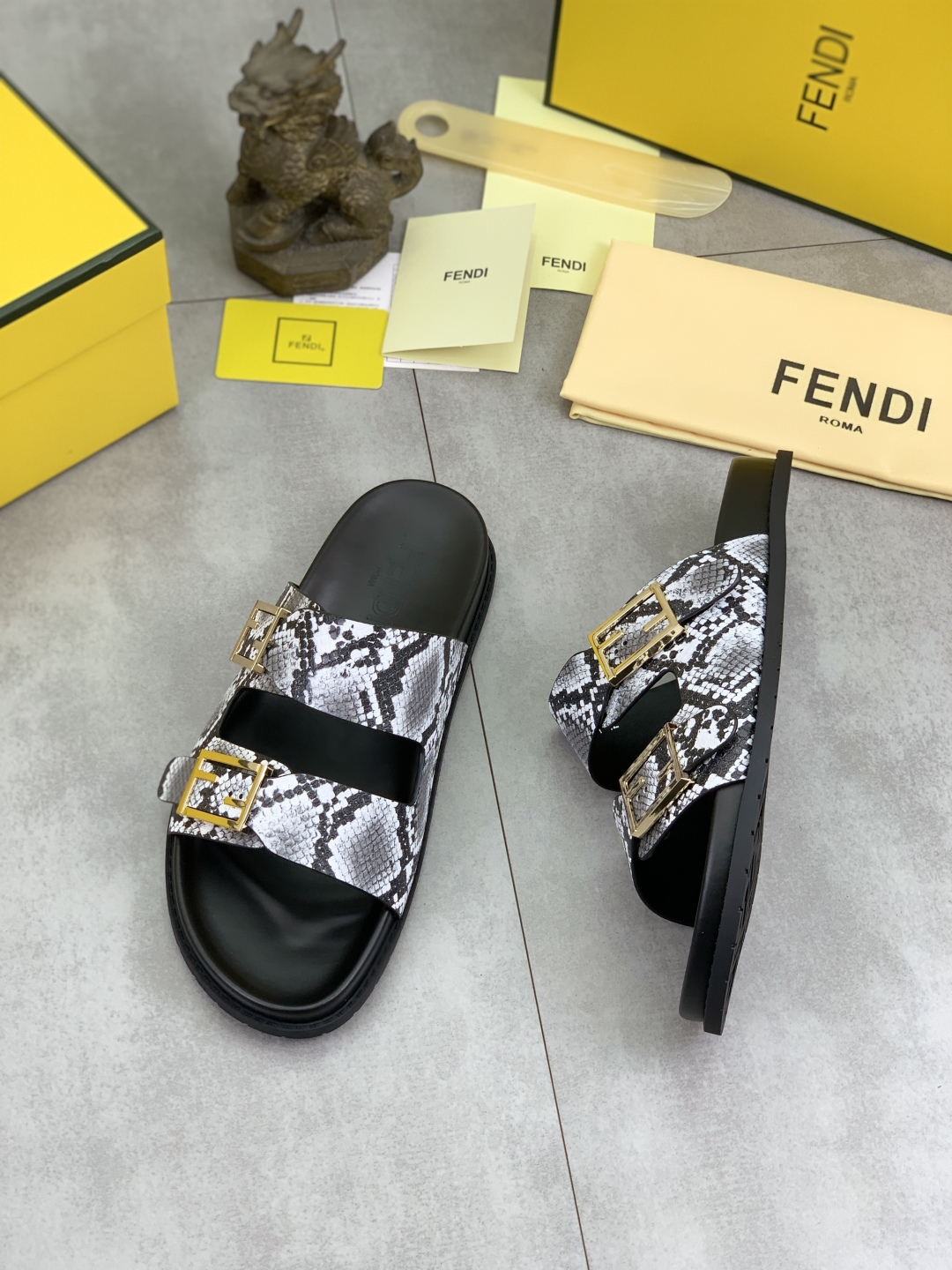 Fendi Men's Summer Slides with Snakeskin Print and Adjustable Buckles 4 cmp i1745514244560 5492 0 2
