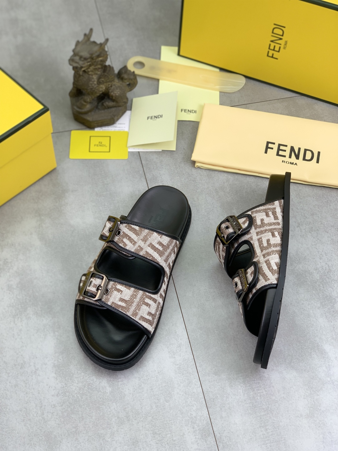 Fendi FF Motif Slide Sandals, Italian Fabric, Comfortable, Available in Multiple Colors 4 cmp i1745514367108 8041 0 2
