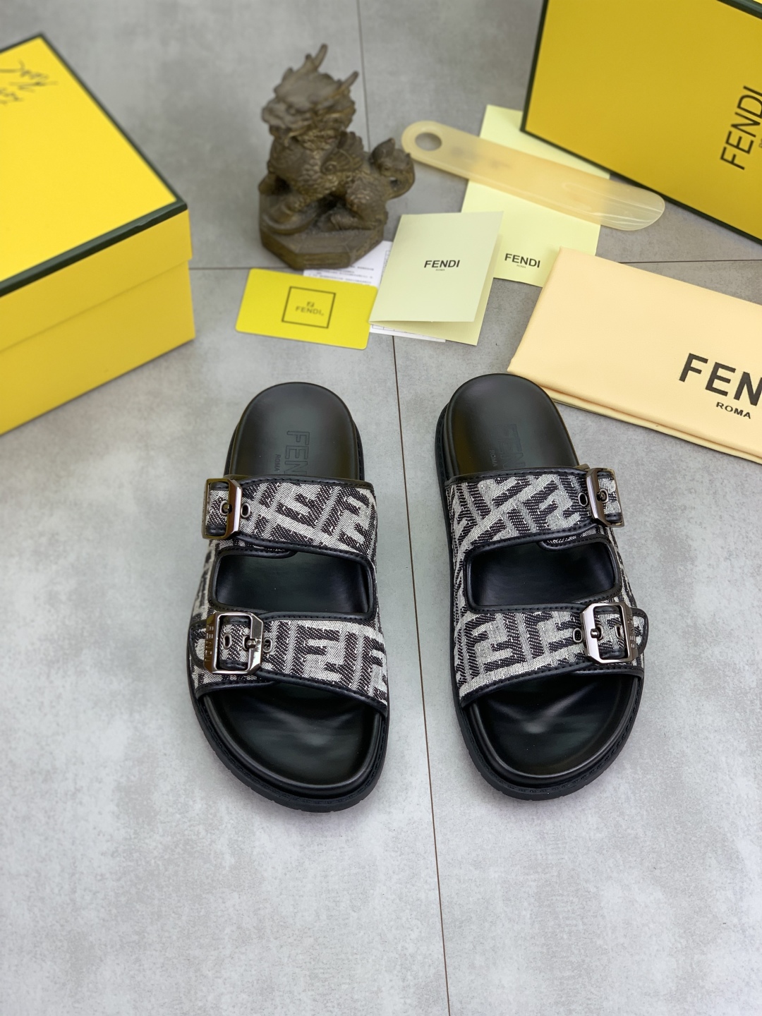 Fendi Men's FF Motif Slide Sandals - Italian Fabric, Comfortable Sole 3 cmp i1745514383126 2222 0 1
