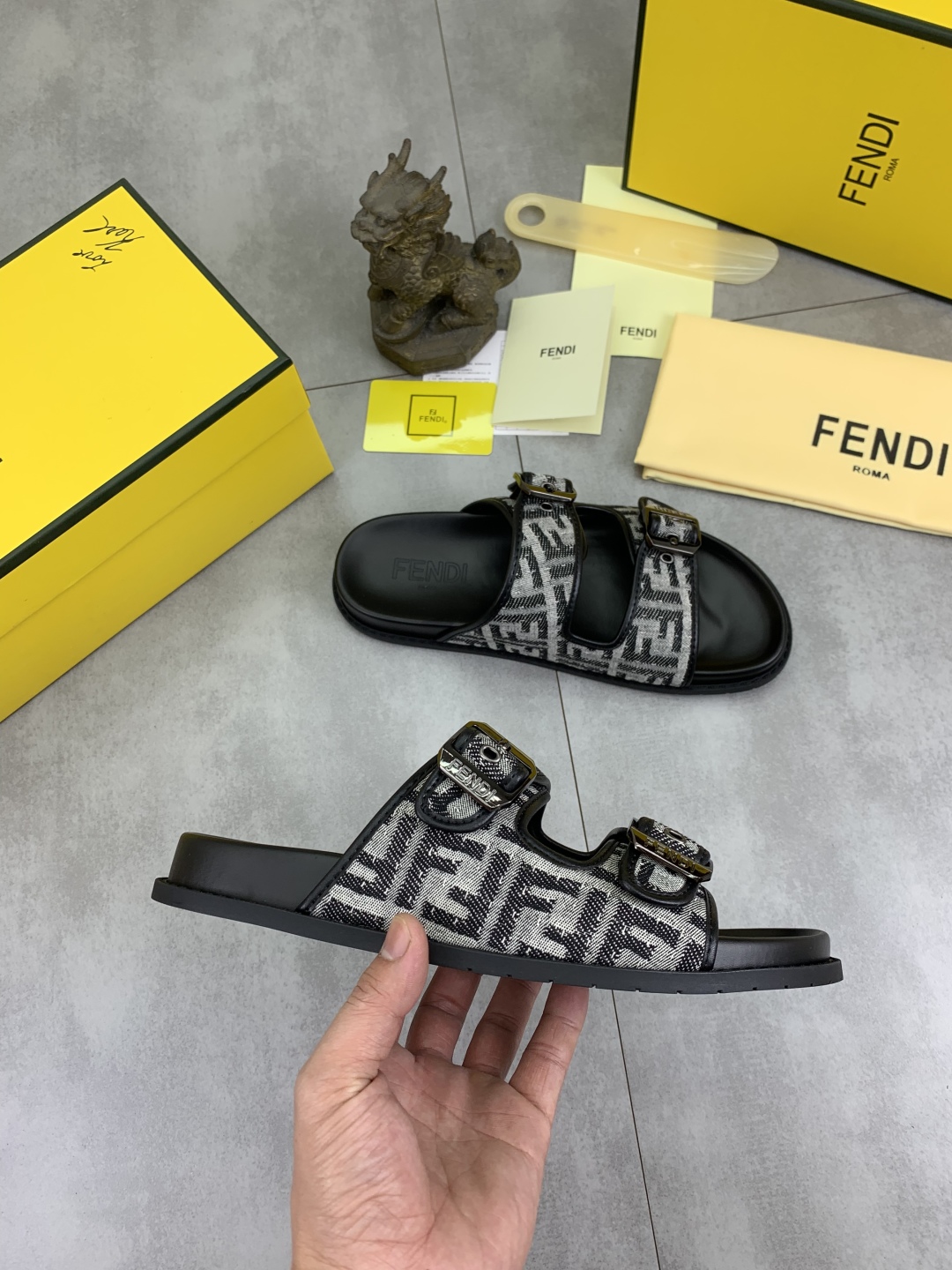 Fendi Men's FF Motif Slide Sandals - Italian Fabric, Comfortable Sole 7 cmp i1745514386168 5686 0 5