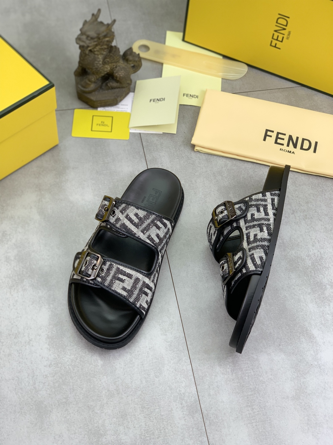 Fendi Men's FF Motif Slide Sandals - Italian Fabric, Comfortable Sole 4 cmp i1745514391189 7617 0 2