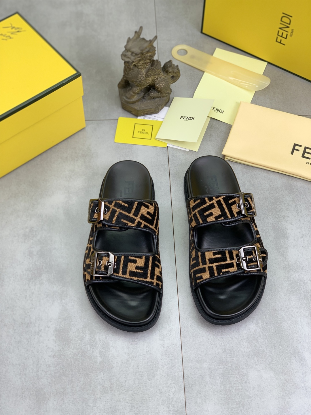 Fendi Men's FF Motif Slide Sandals Italian Fabric - Size 39-44 3 cmp i1745514403666 4830 0 1