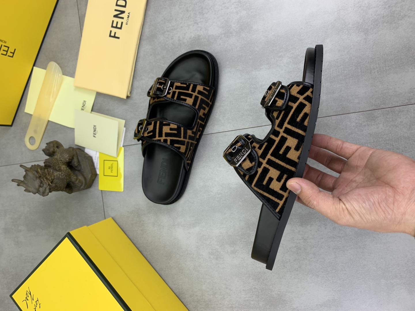 Fendi Men's FF Motif Slide Sandals Italian Fabric - Size 39-44 7 cmp i1745514409266 492 0 5