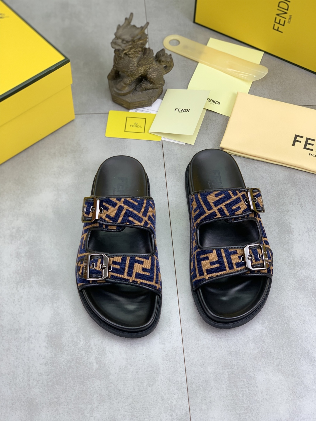 Fendi Men's FF Motif Slide Sandals in Black/Brown EU 39-44 3 cmp i1745514440763 3268 0 1