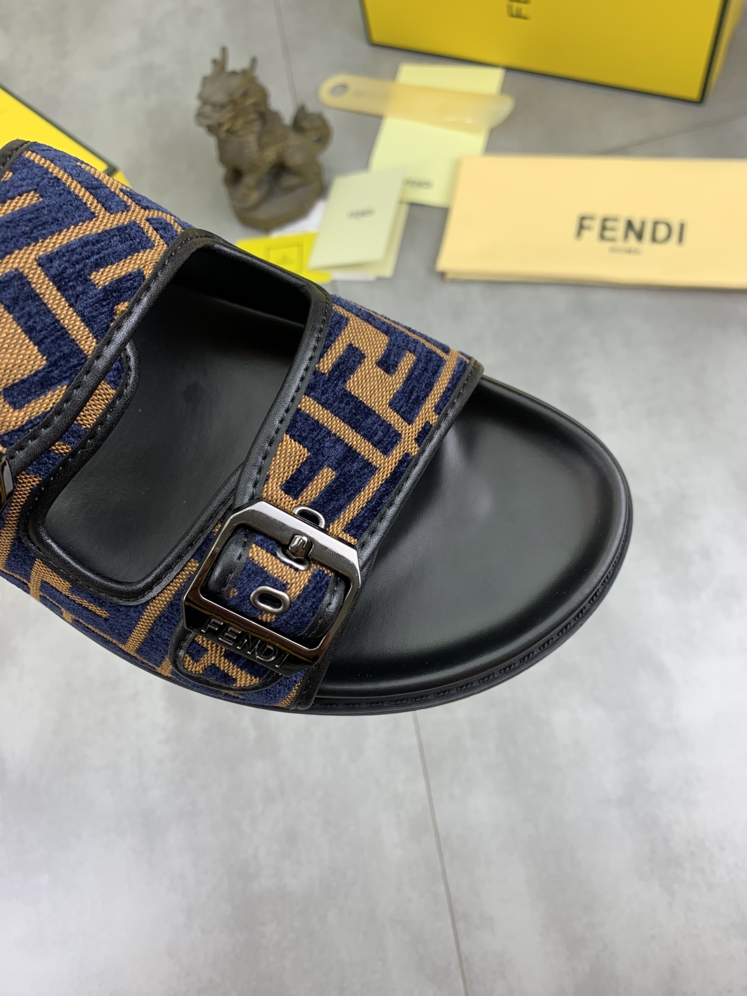 Fendi Men's FF Motif Slide Sandals in Black/Brown EU 39-44 6 cmp i1745514442183 3329 0 4
