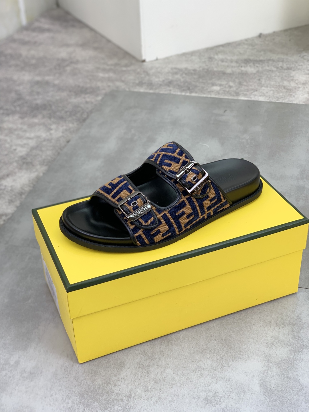 Fendi Men's FF Motif Slide Sandals in Black/Brown EU 39-44 5 cmp i1745514446856 9100 0 3