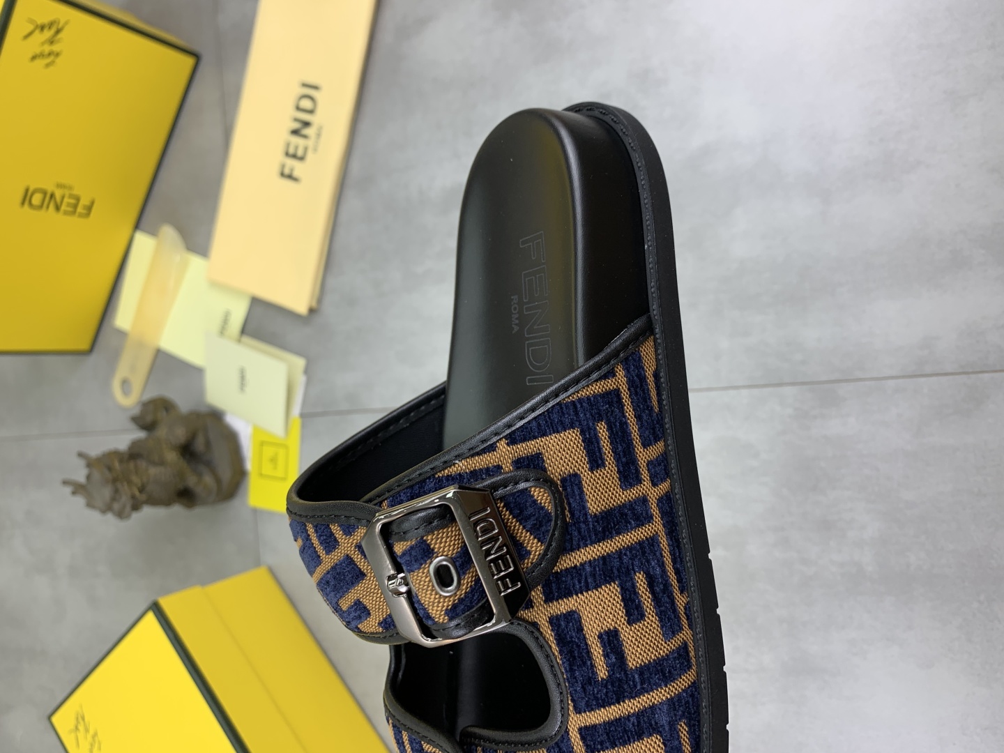 Fendi Men's FF Motif Slide Sandals in Black/Brown EU 39-44 8 cmp i1745514448678 6340 0 6