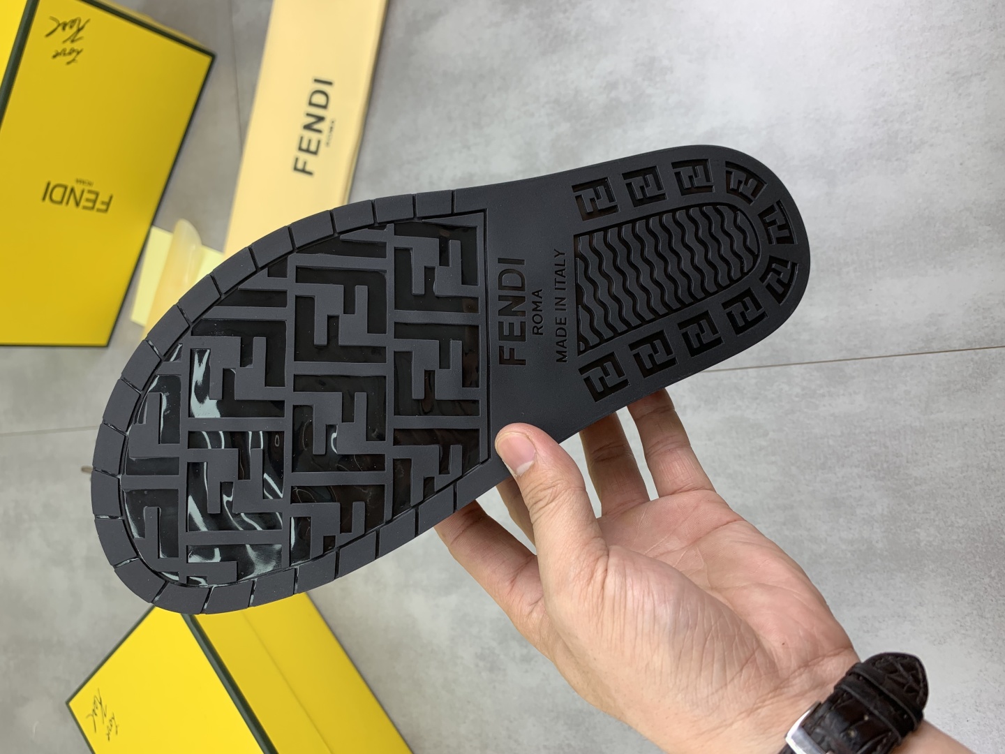 Fendi Men's FF Motif Slide Sandals in Black/Brown EU 39-44 10 cmp i1745514448716 3896 0 8