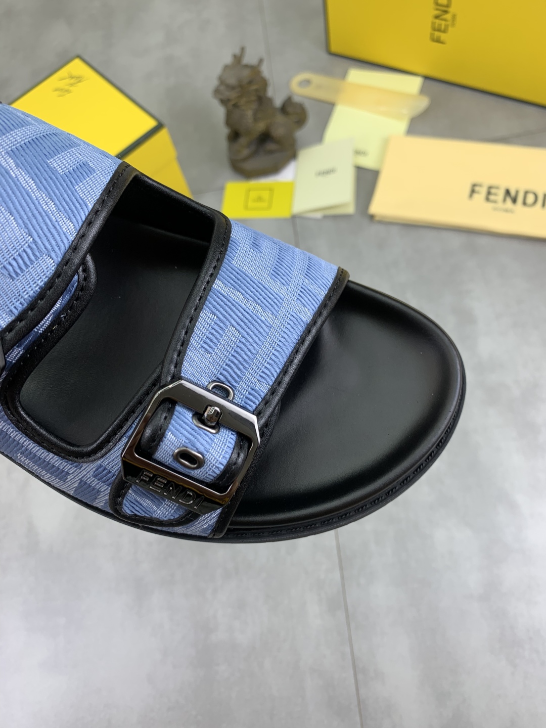 Fendi Men's FF Motif Blue Fabric Sandals Slides Size 39-44 6 cmp i1745514479473 9970 0 4