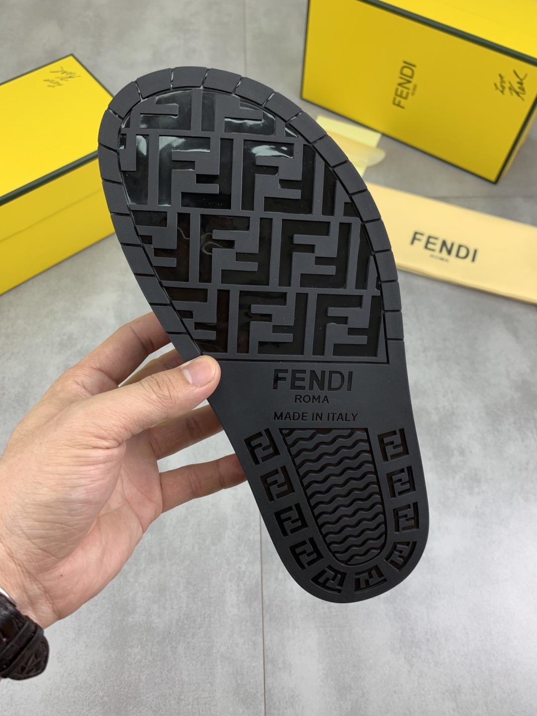 Fendi Men's FF Motif Blue Fabric Sandals Slides Size 39-44 10 cmp i1745514479693 6018 0 8