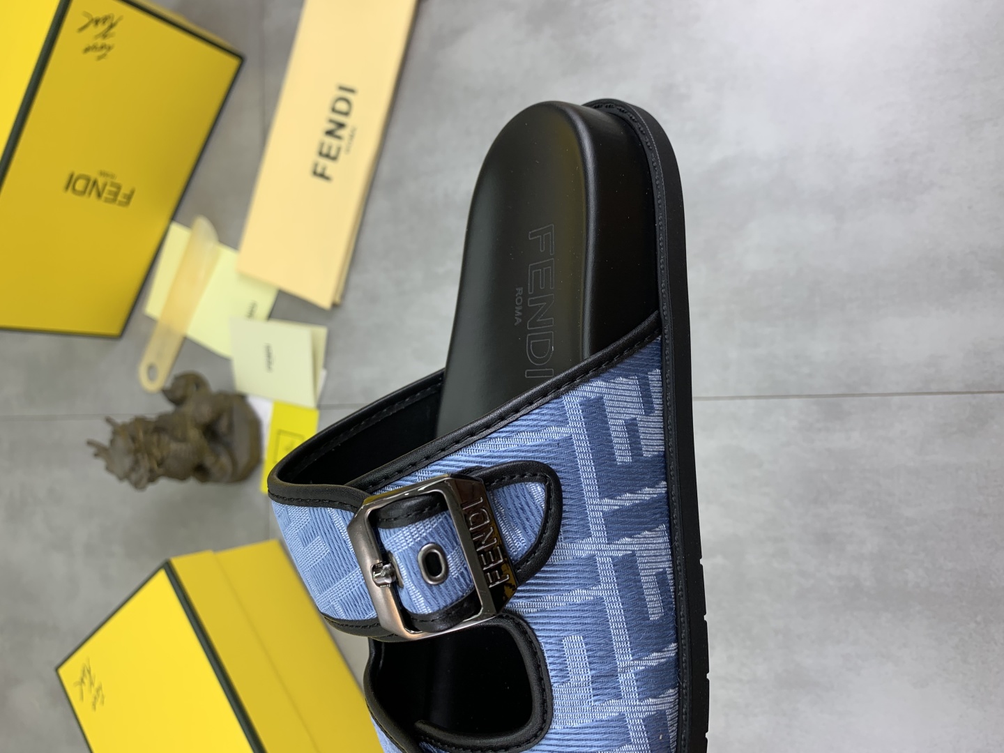 Fendi Men's FF Motif Blue Fabric Sandals Slides Size 39-44 8 cmp i1745514485209 2160 0 6