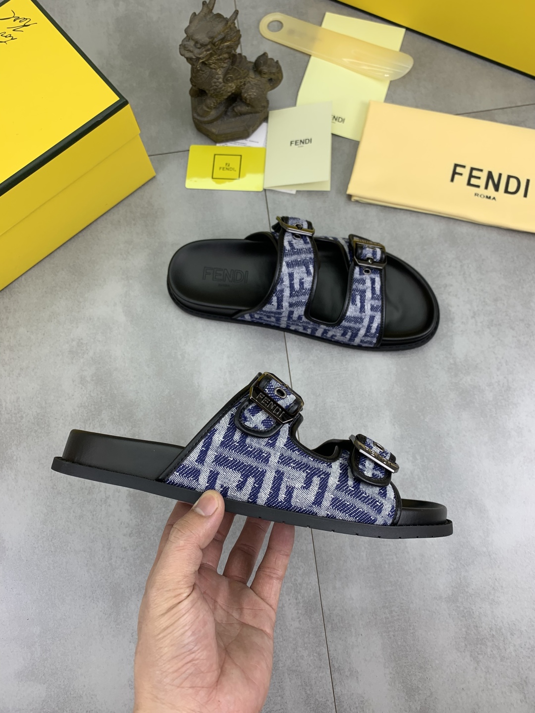 Fendi Men's FF Motif Adjustable Buckle Slide Sandals - Italian Craftsmanship 7 cmp i1745514498383 6147 0 5