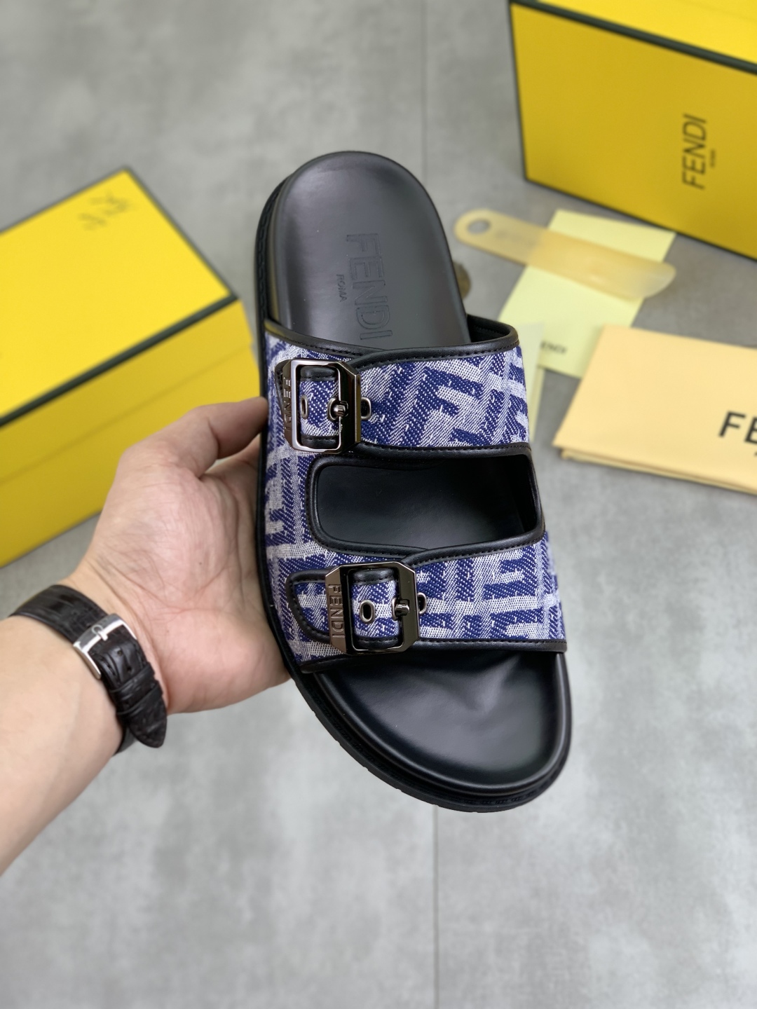 Fendi Men's FF Motif Adjustable Buckle Slide Sandals - Italian Craftsmanship 2 cmp i1745514503171 6832 0 0