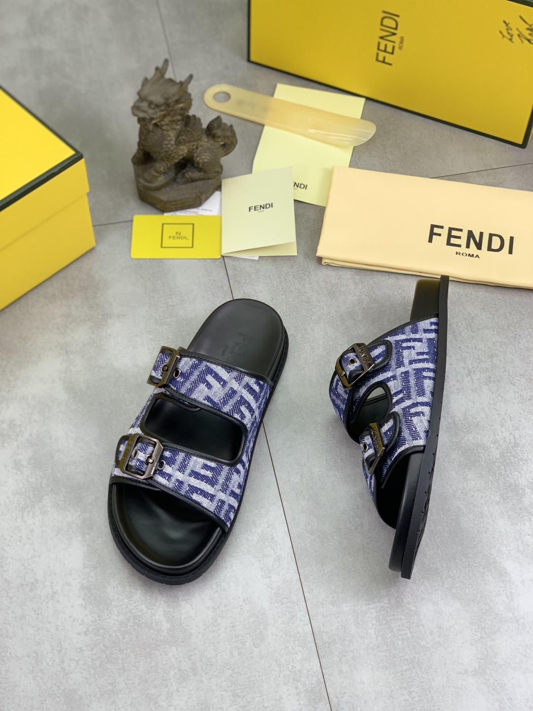 Fendi Men's FF Motif Adjustable Buckle Slide Sandals - Italian Craftsmanship 4 cmp i1745514503197 398 0 2