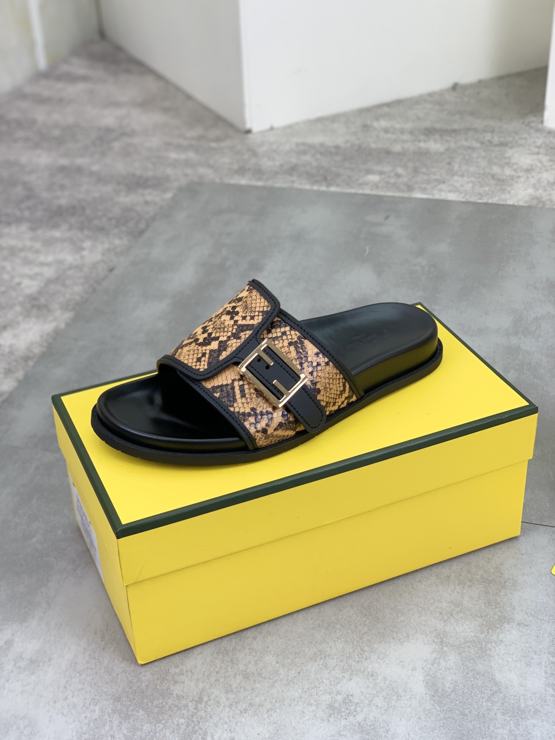Fendi Men's FF Buckle Snakeskin Print Slide Sandals 5 cmp i1745514530530 3233 0 3